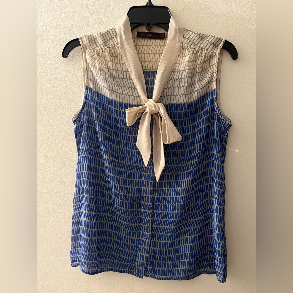 NWOT The Limited Bow Tie Knot Neck Sleeveless Blouse